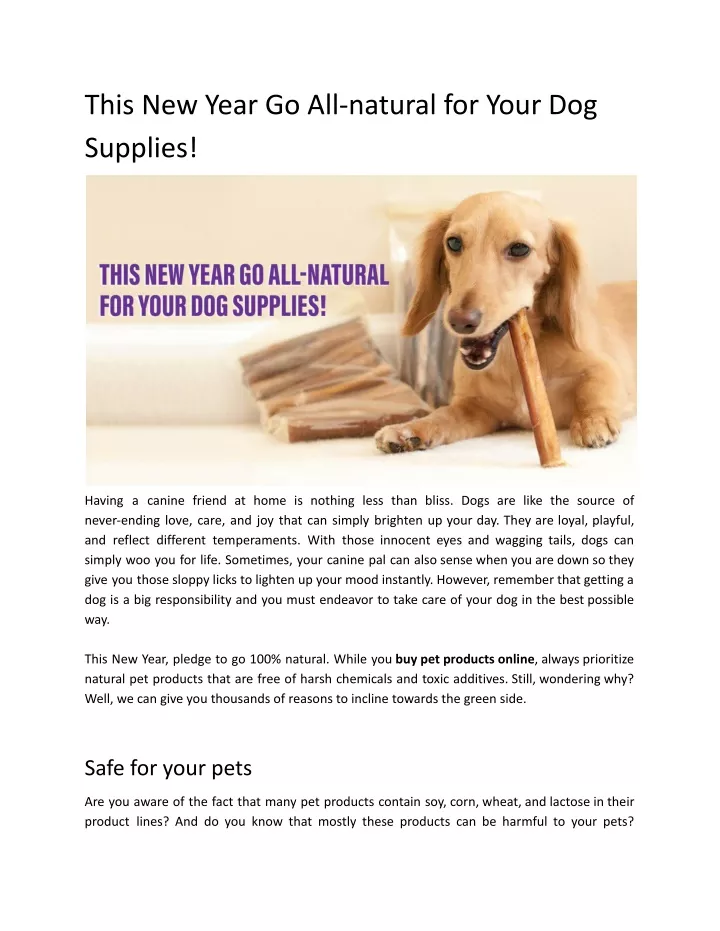 this new year go all natural for your dog supplies