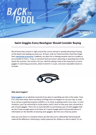 swim goggles every beachgoer should consider