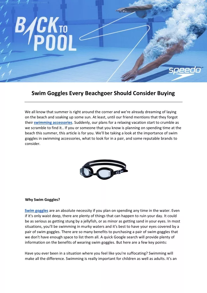 swim goggles every beachgoer should consider