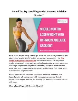 should you try lose weight with hypnosis adelaide