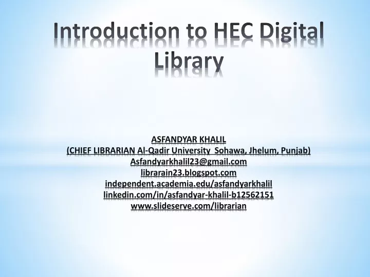 introduction to hec digital library asfandyar