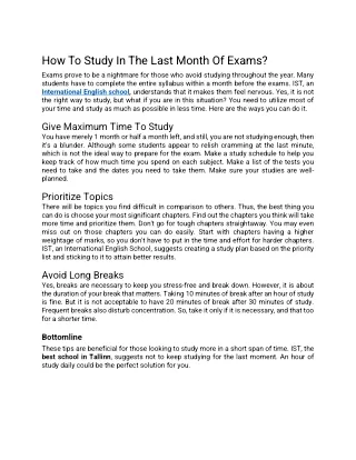 How To Study In The Last Month Of Exams