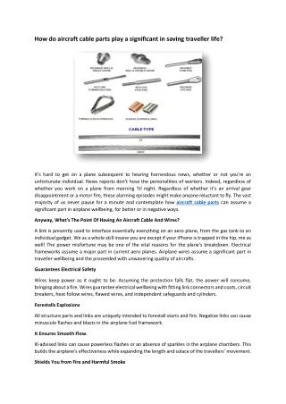 How do aircraft cable parts play an important in saving passenger life?