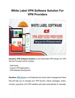 Next-Gen White Label VPN Software Solution For VPN Service Providers