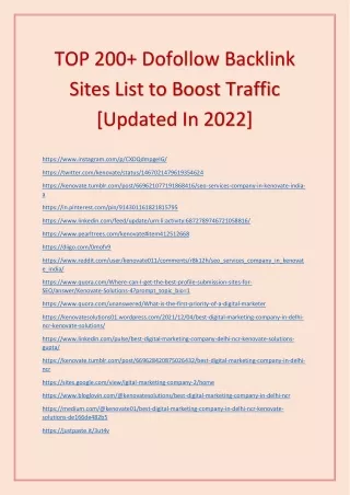 TOP 200  DoFollow Backlink Sites List To Boost Traffic [Updated In 2022]