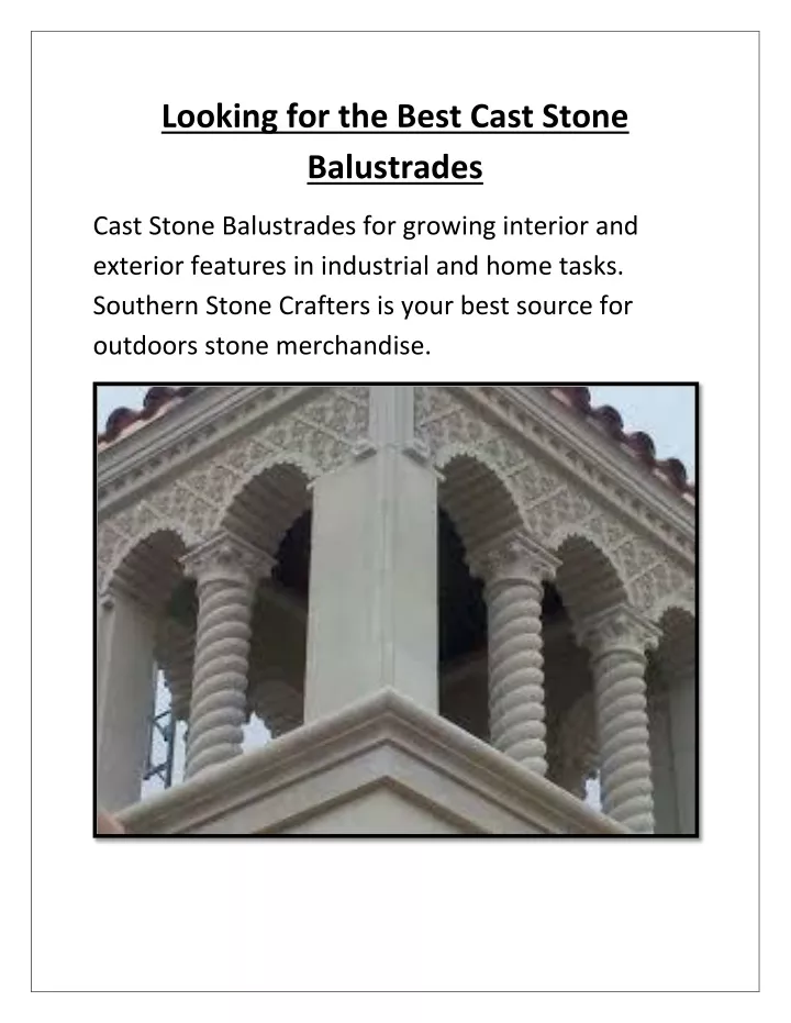 looking for the best cast stone balustrades