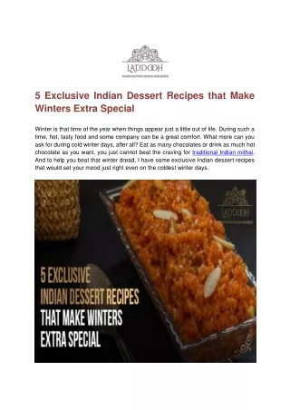 5 Exclusive Indian Dessert Recipes that Make Winters Extra Special