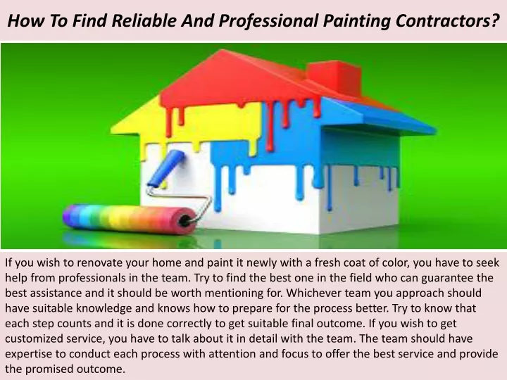 how to find reliable and professional painting contractors