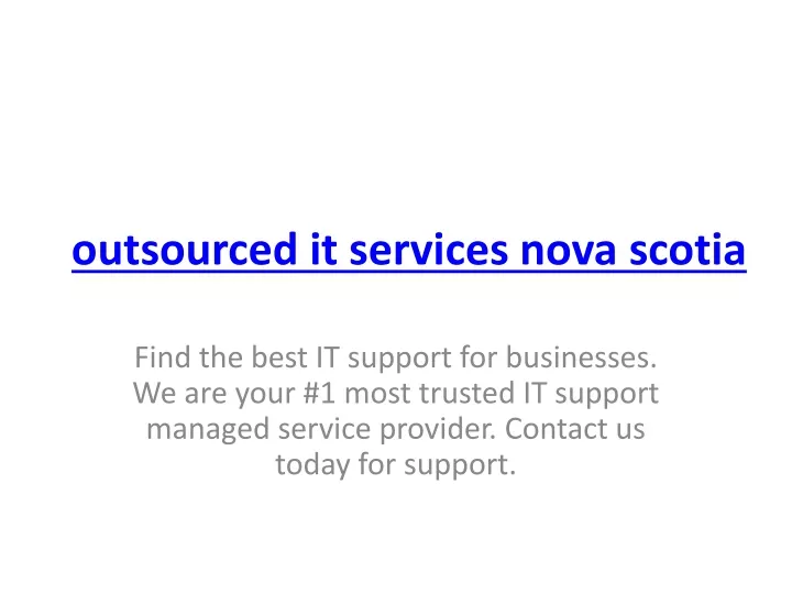 outsourced it services nova scotia