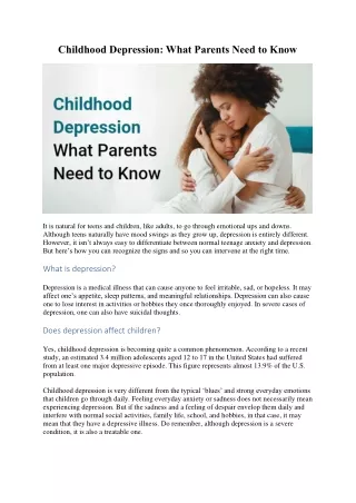 Childhood Depression What Parents Need to Know-converted
