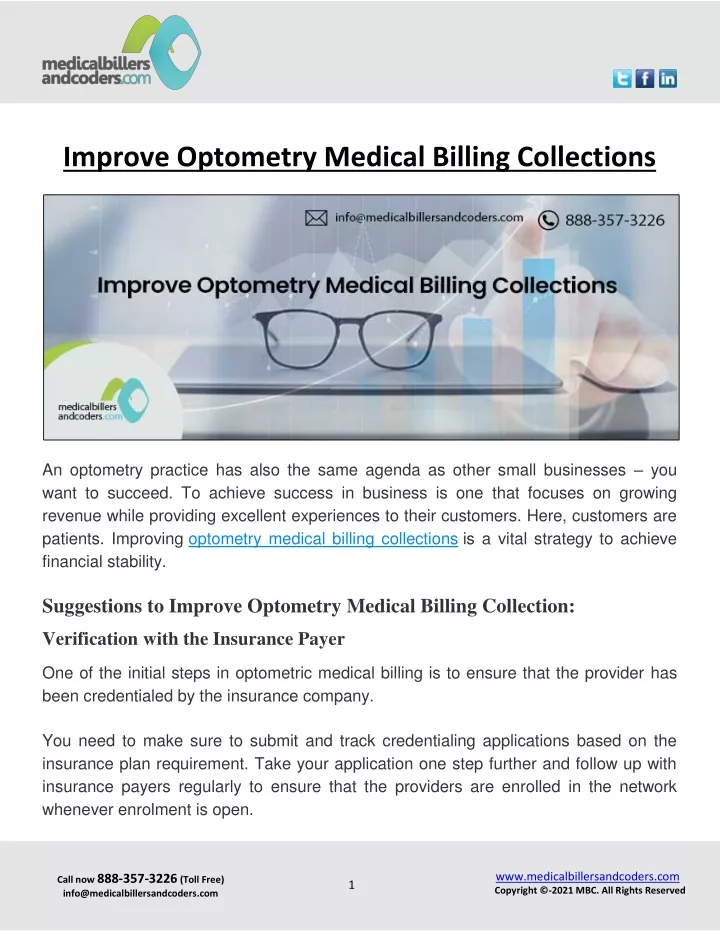 improve optometry medical billing collections