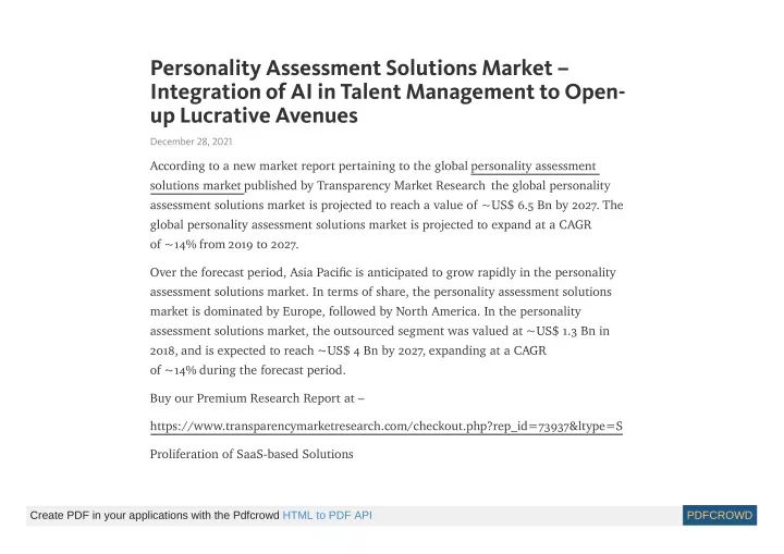 personality assessment solutions market