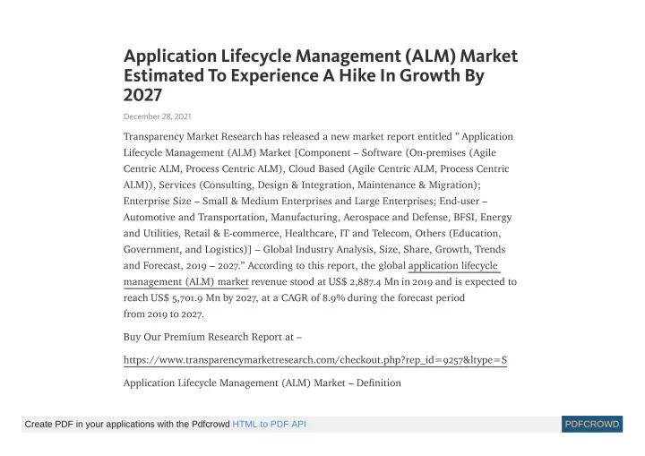 application lifecycle management alm market