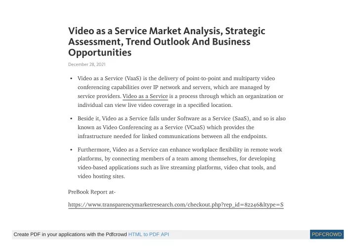 video as a service market analysis strategic