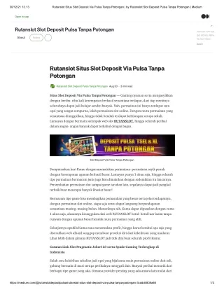 Rutanslot Situs Slot Deposit Via Pulsa Tanpa Potongan _ by Rutanslot Slot Deposit Pulsa Tanpa Potongan _ Medium