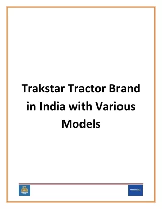 trakstar tractor brand in india with various