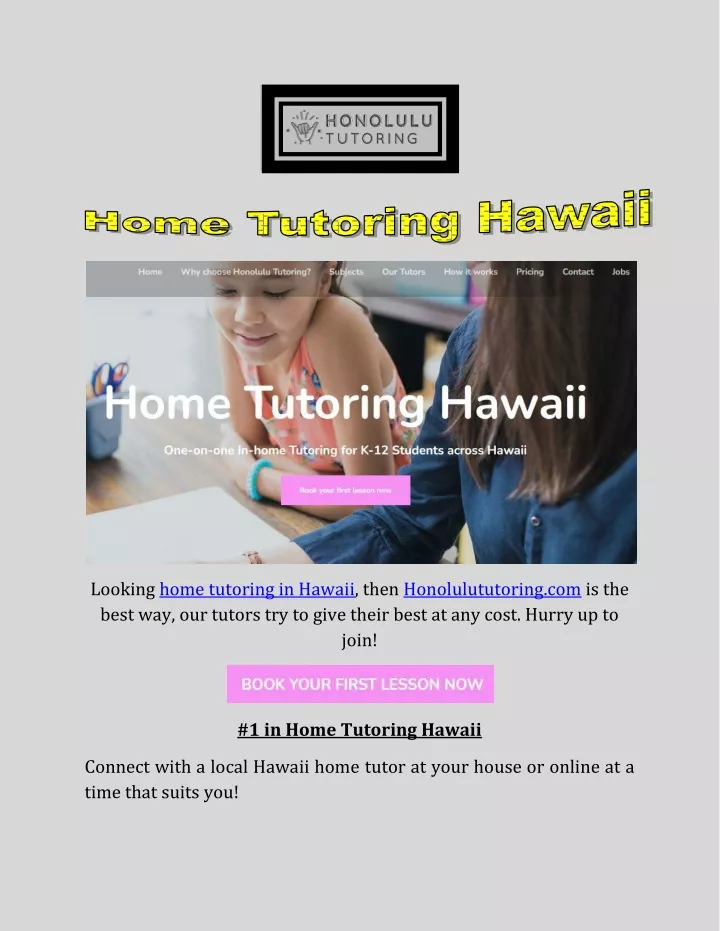looking home tutoring in hawaii then