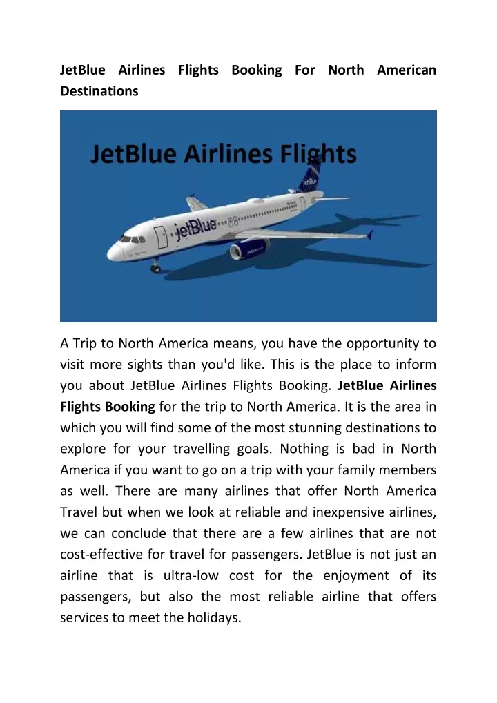 jetblue airlines flights booking for north