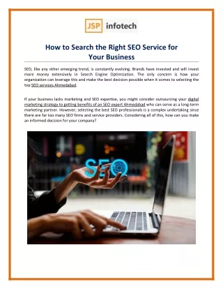 How to Search the Right SEO Service for Your Business