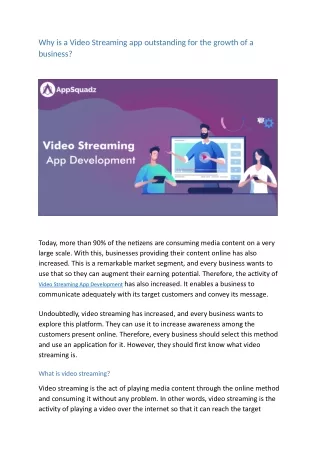 Why Video Streaming app is outstanding for the growth of a business
