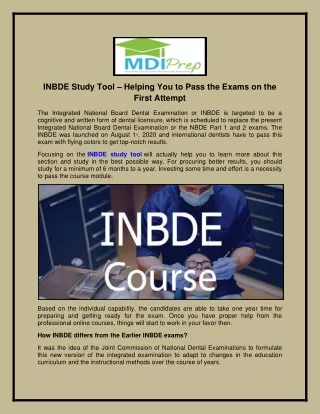 INBDE Study Tool – Helping You to Pass the Exams on the First Attempt
