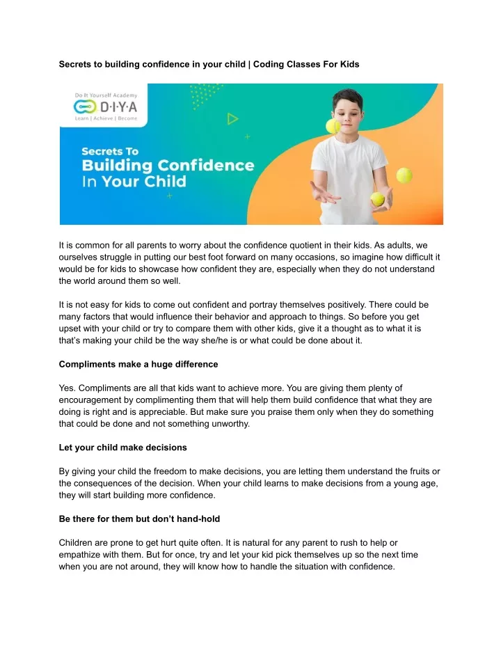 secrets to building confidence in your child