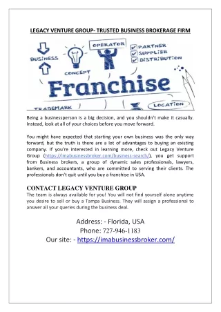 Buy franchise in USA