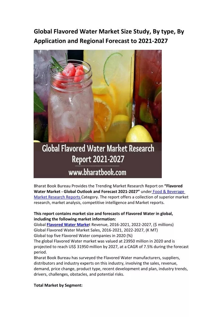 global flavored water market size study by type