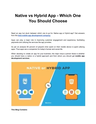 native vs hybrid app which one you should choose