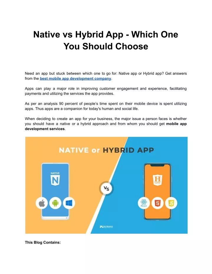 native vs hybrid app which one you should choose