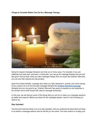 Things to Consider Before You Go for a Massage Therapy