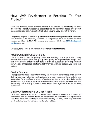 How MVP Development Is Beneficial To Your Product