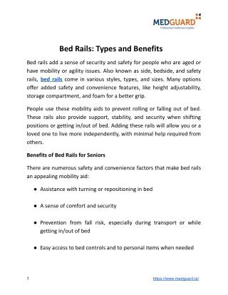 bed rails types and benefits
