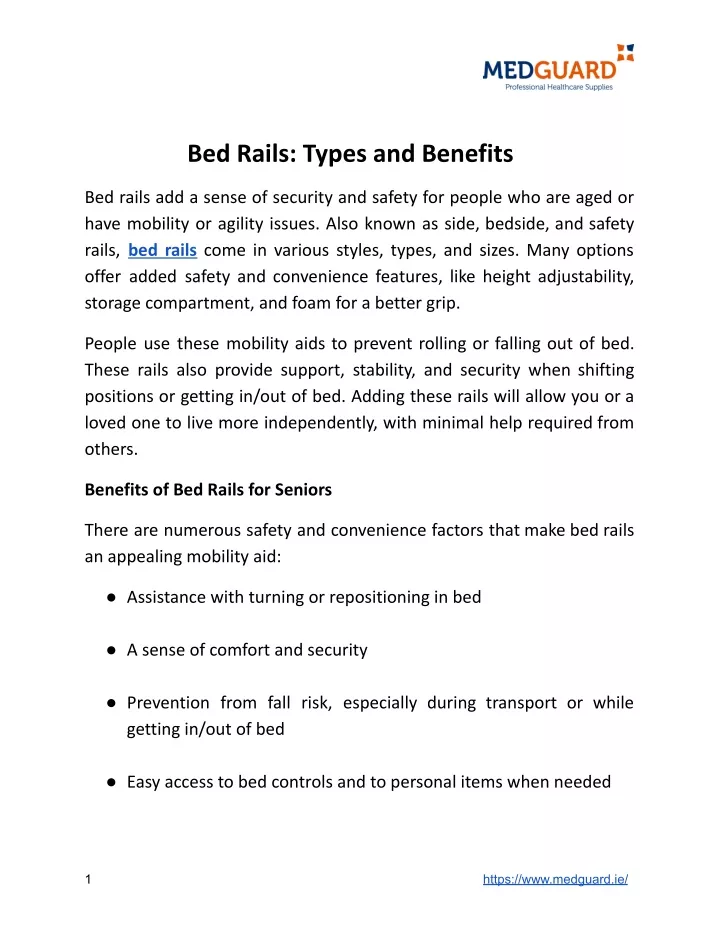 bed rails types and benefits