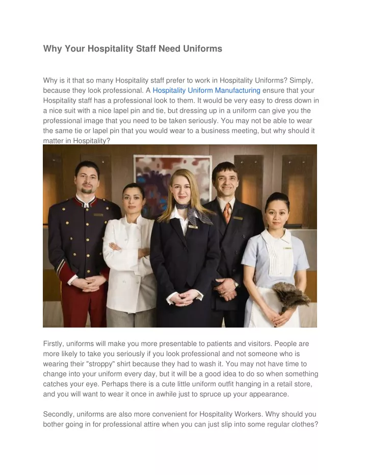 why your hospitality staff need uniforms