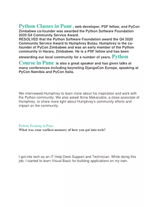 Python Classes in Pune