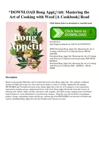 ^DOWNLOAD [PDF] Bong Appï¿½tit Mastering the Art of Cooking with Weed [A Cookbook] Read