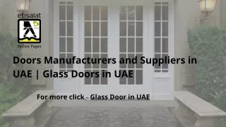 Doors Manufacturers and Suppliers in UAE | Glass Doors in UAE