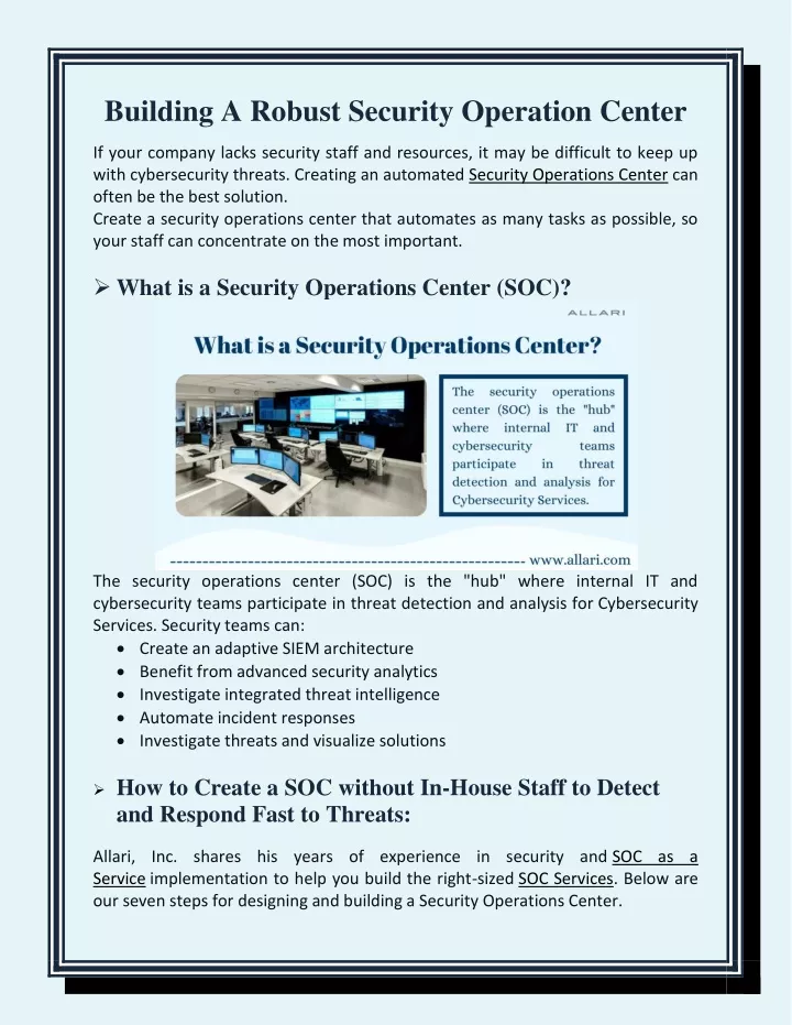 building a robust security operation center
