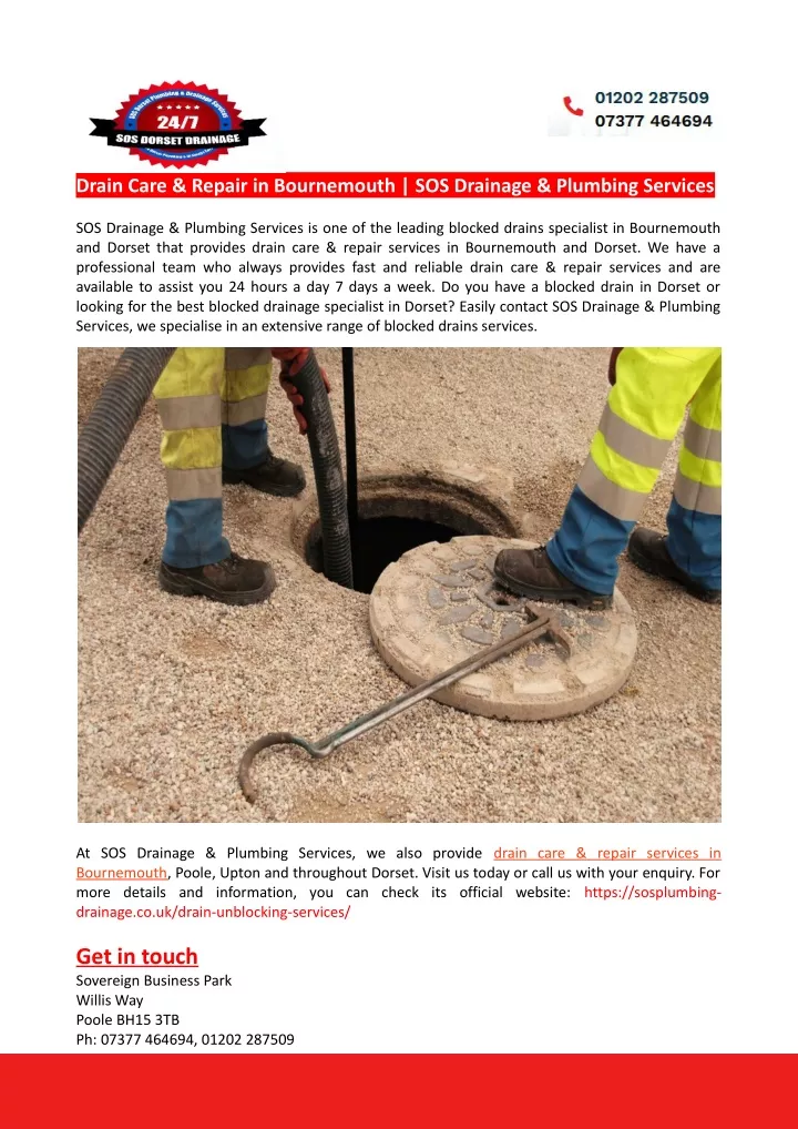 drain care repair in bournemouth sos drainage