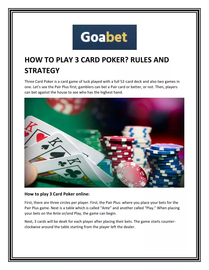 how to play 3 card poker rules and strategy