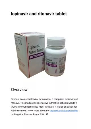 lopinavir and ritonavir tablet