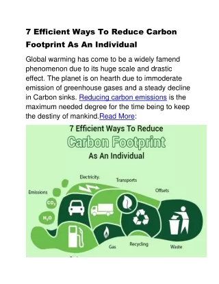 7 Efficient Ways To Reduce Carbon Footprint As An Individual