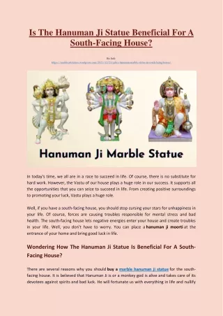 is the hanuman ji statue beneficial for a south