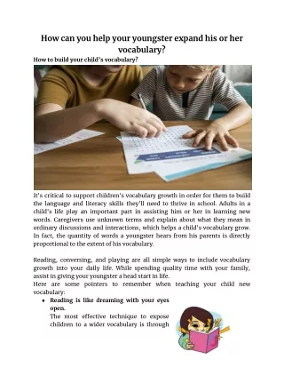 How can you help your youngster expand his or her vocabulary