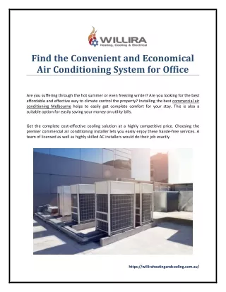 Find the Convenient and Economical Air Conditioning System for Office