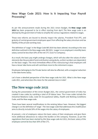 new wage code 2021 how is it impacting your