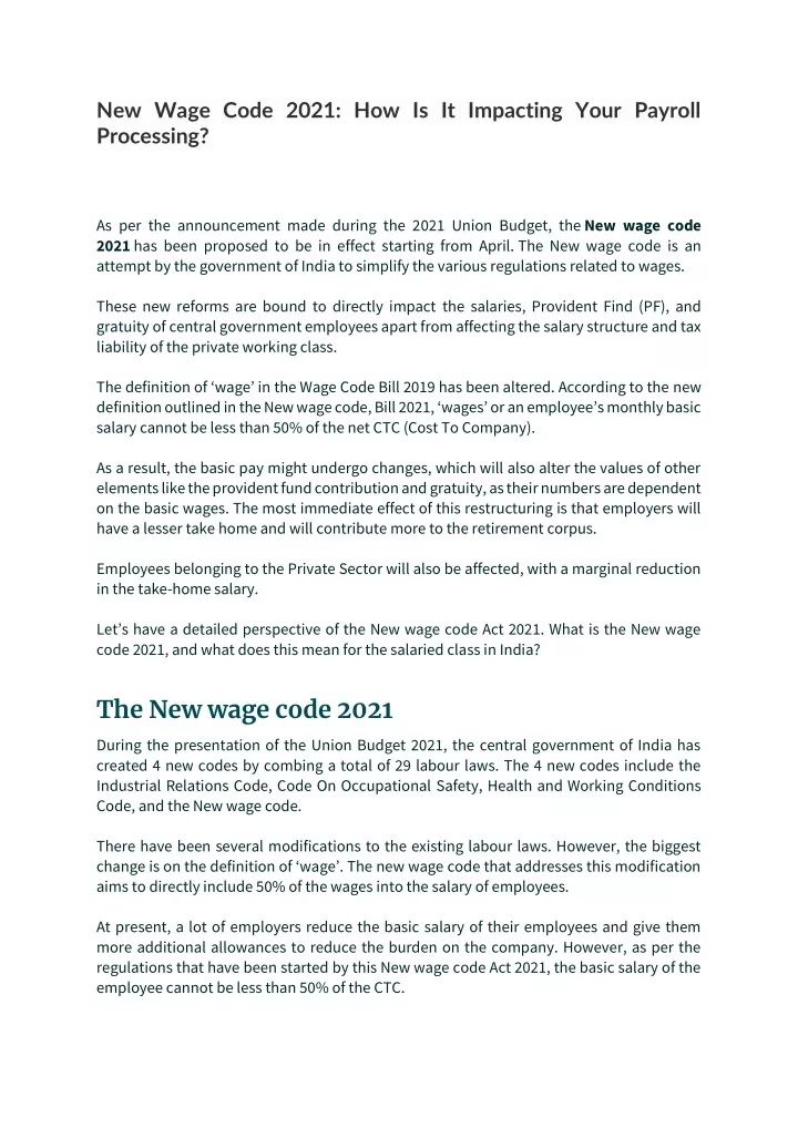new wage code 2021 how is it impacting your