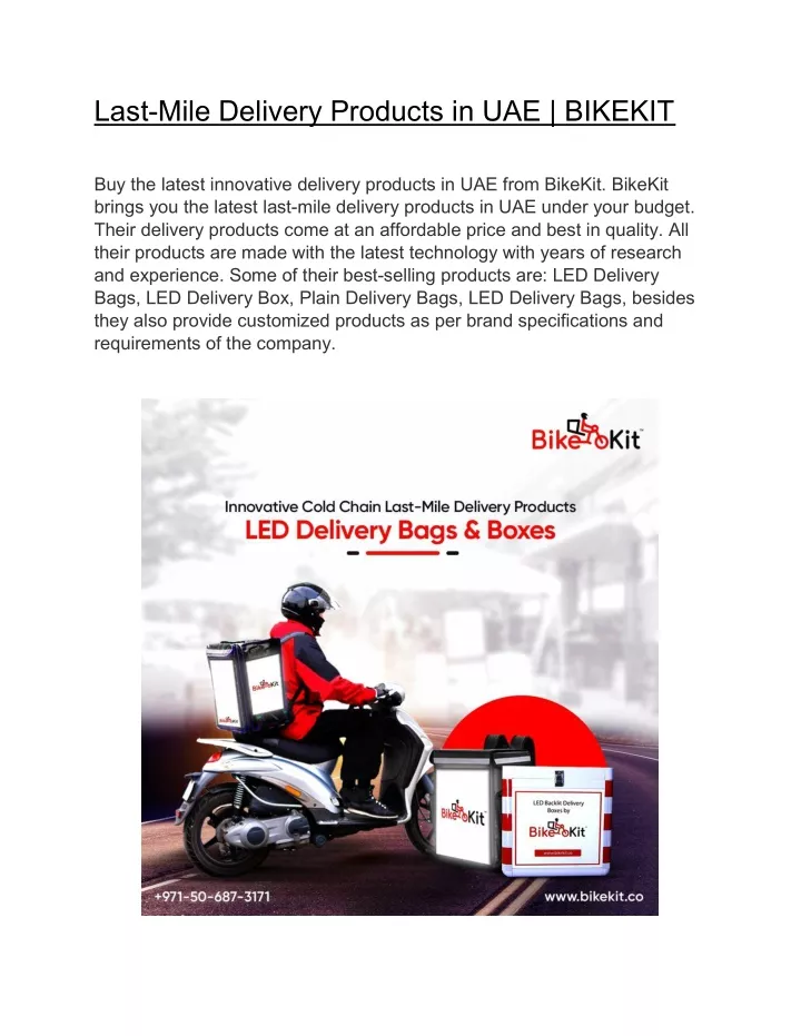 last mile delivery products in uae bikekit