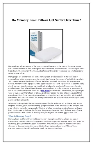 do memory foam pillows get softer over time
